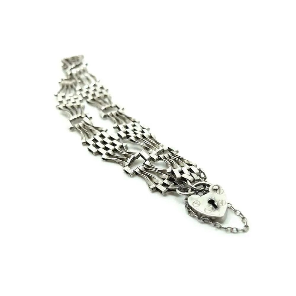 Vintage 1980s Silver Gate Bracelet, view 5