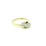 Vintage 1980s Triple Diamond 9ct Gold Gemstone Engagement Ring | N / 7