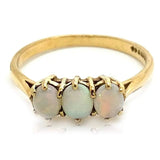 Vintage 1980s Triple Opal 9ct Gold Ring