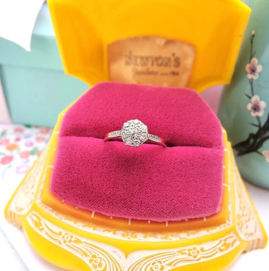 Bague vintage des années 1980 en or 14 carats et diamants, view 8