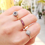 Vintage 1985 14ct Gold Diamond Daisy Cluster Ring