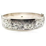 Vintage 1987 Sterling Silver Engraved Bangle Bracelet