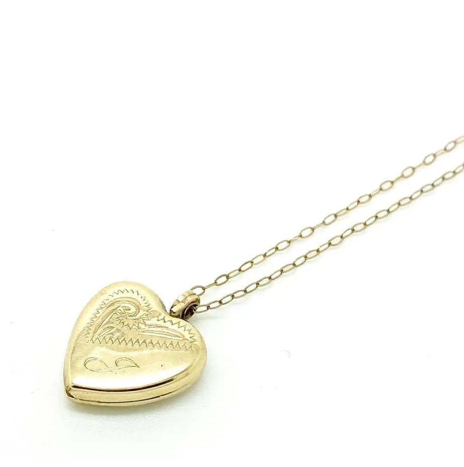 Vintage 1988 9ct Gold Heart Locket Necklace, view 3