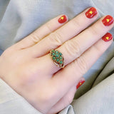 Vintage 1990s Green Turquoise 9ct Gold Ring