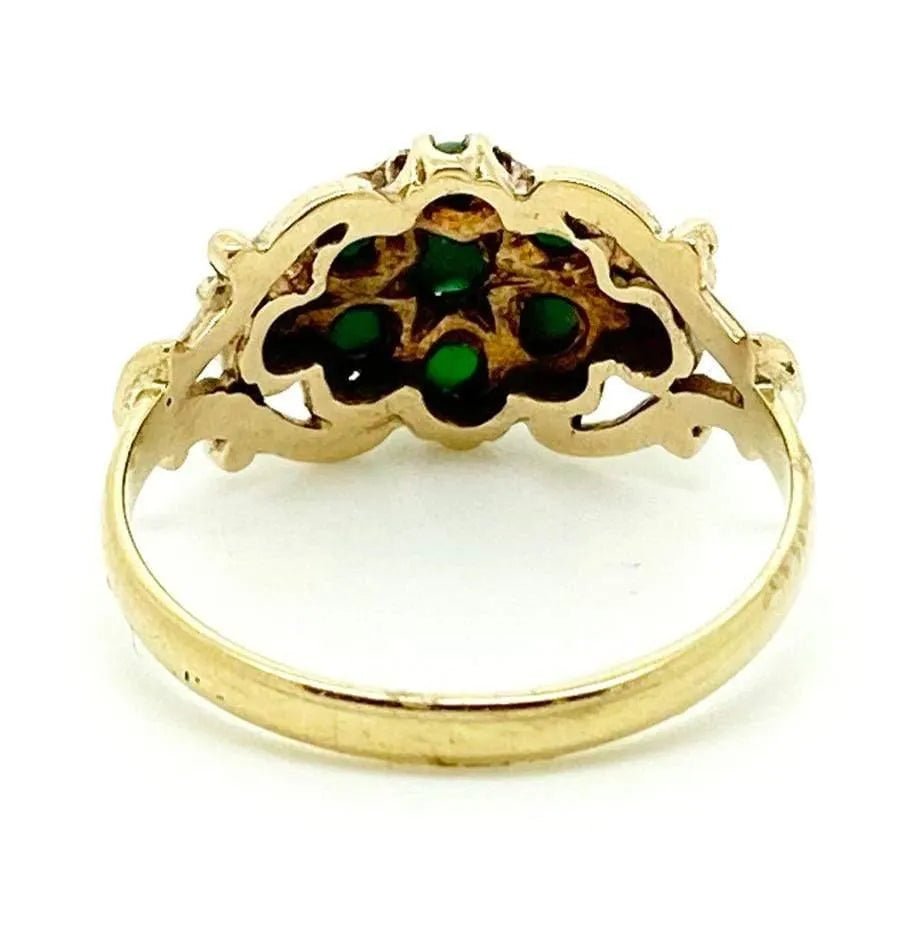 Vintage 1990s Green Turquoise 9ct Gold Ring, view 8
