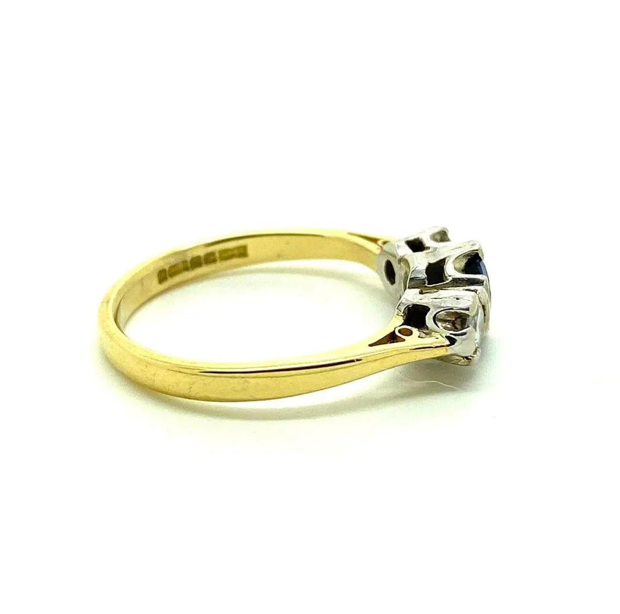 Vintage 1990s Sapphire & Diamond 18ct Gold Ring