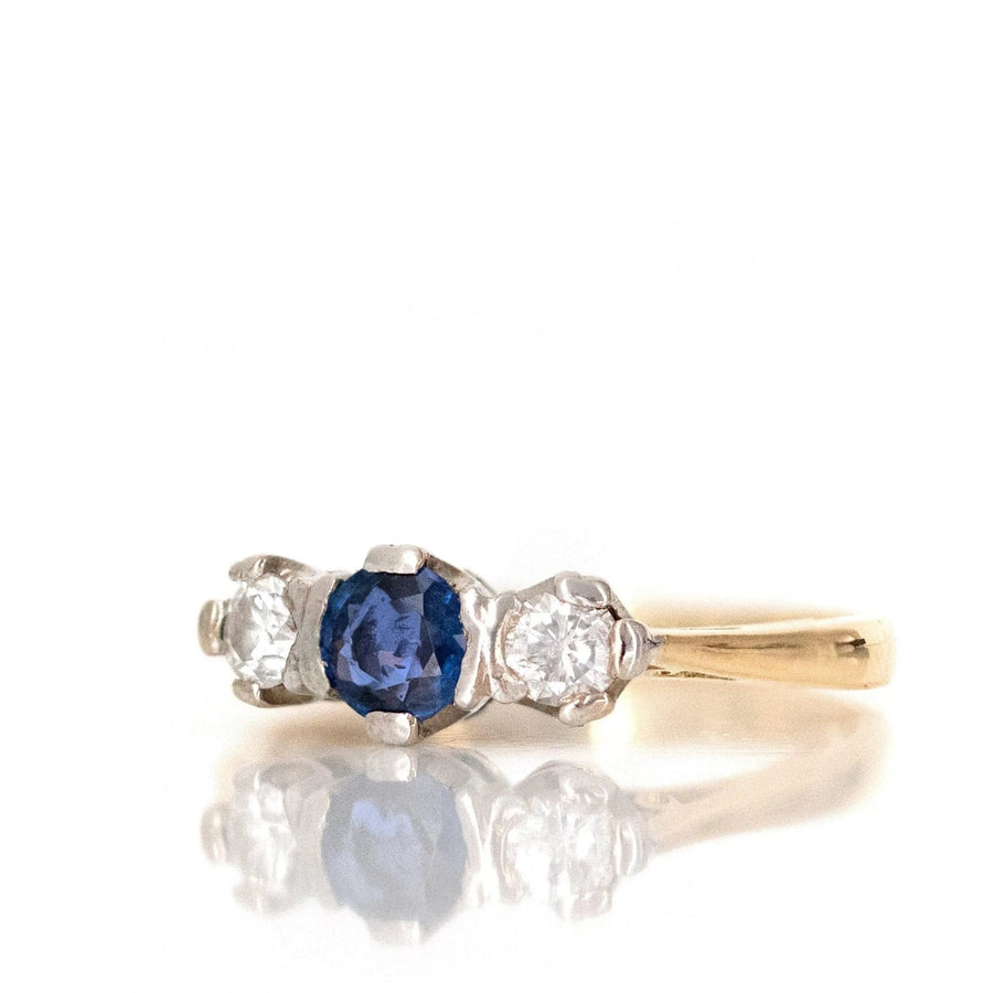 Vintage 1990s Sapphire & Diamond 18ct Gold Ring