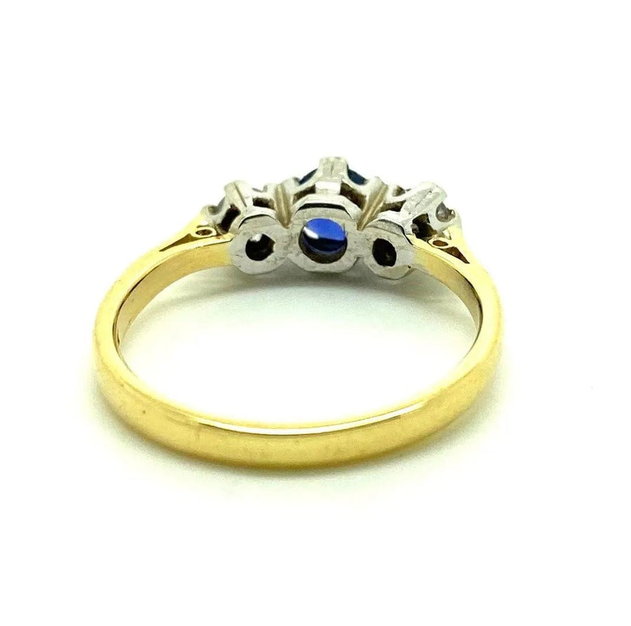 Vintage 1990s Sapphire & Diamond 18ct Gold Ring
