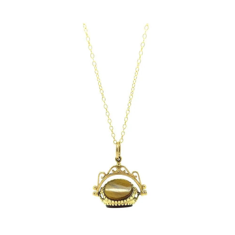 Vintage 1994 Tigers Eye 9ct Gold Necklace, view 4