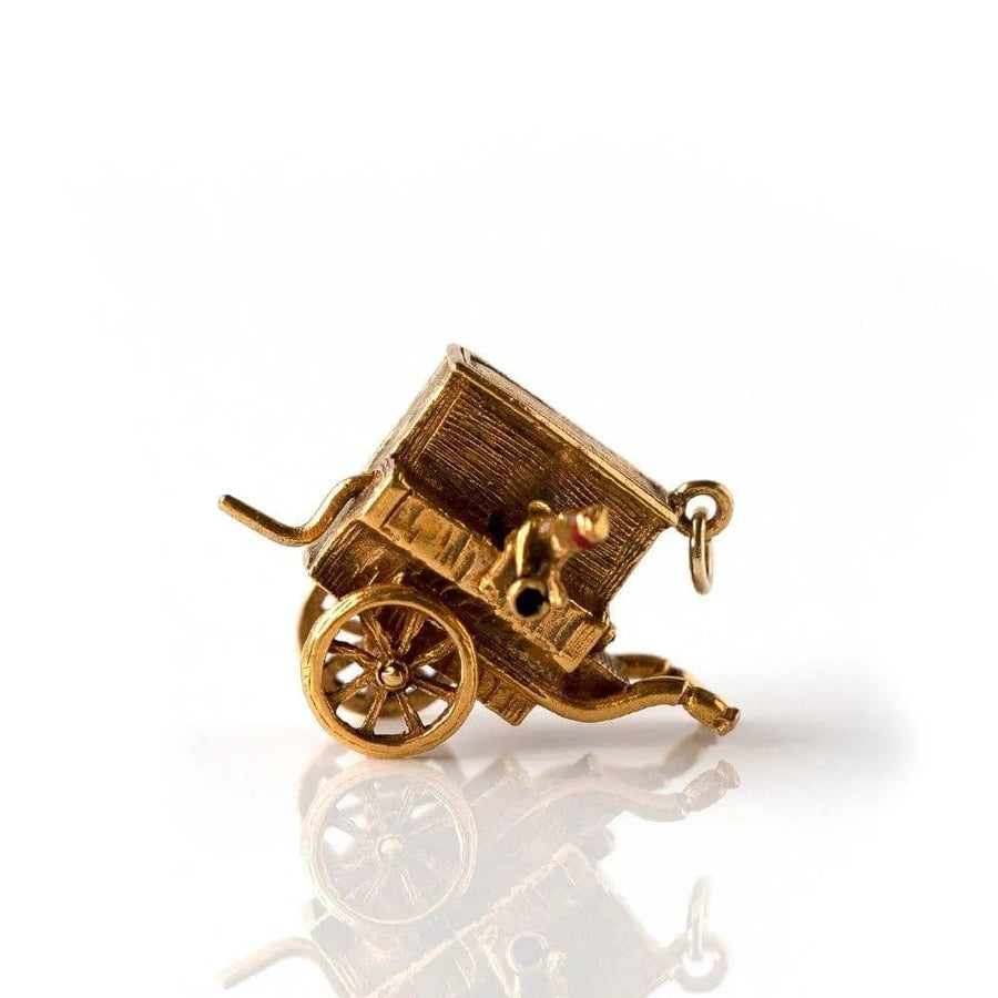 Vintage 9ct Gold 1960s Organ Grinder's Monkey Charm Necklace