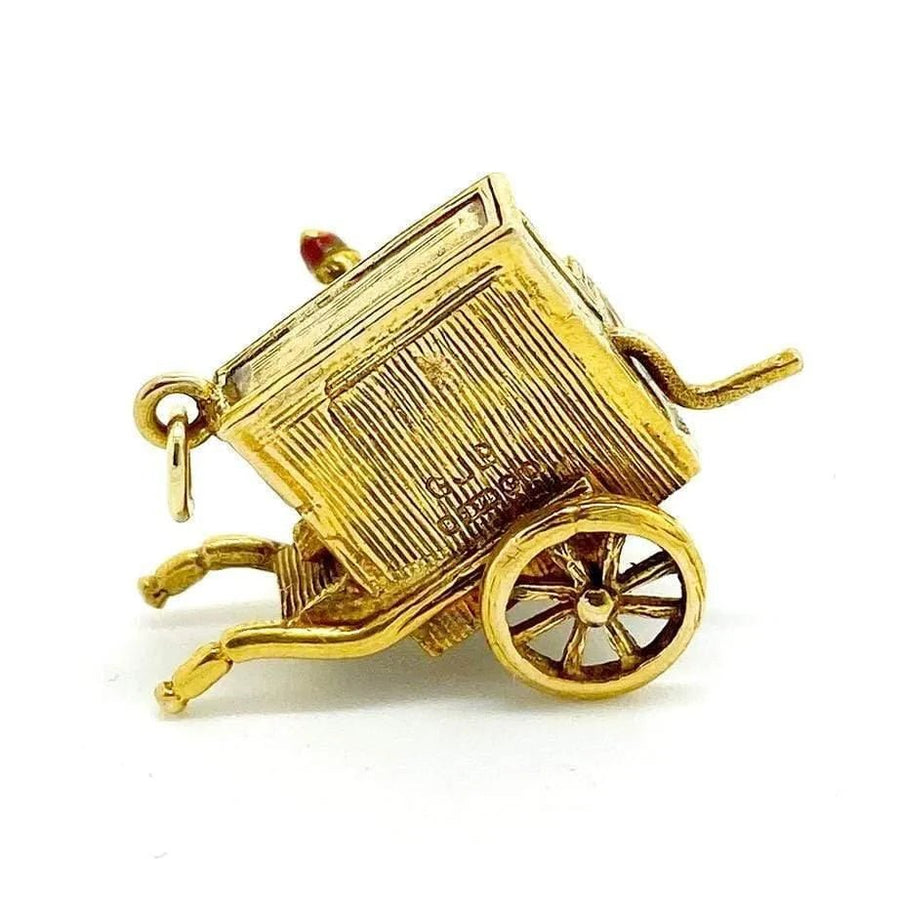 Vintage 9ct Gold 1960s Organ Grinder's Monkey Charm Necklace