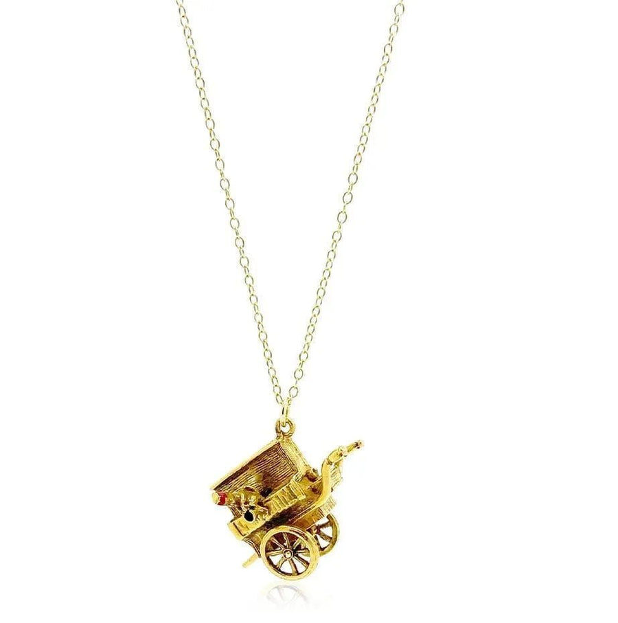 Vintage 9ct Gold 1960s Organ Grinder's Monkey Charm Necklace