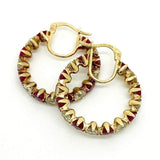 Vintage 9ct Gold Red Paste Hoop Earrings
