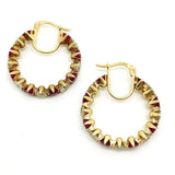 Vintage 9ct Gold Red Paste Hoop Earrings