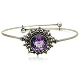 Vintage Amethyst Silver Bangle Bracelet