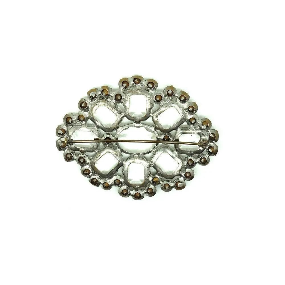 Vintage Art Deco 1920s Emerald Cut Glass Brooch, view 3