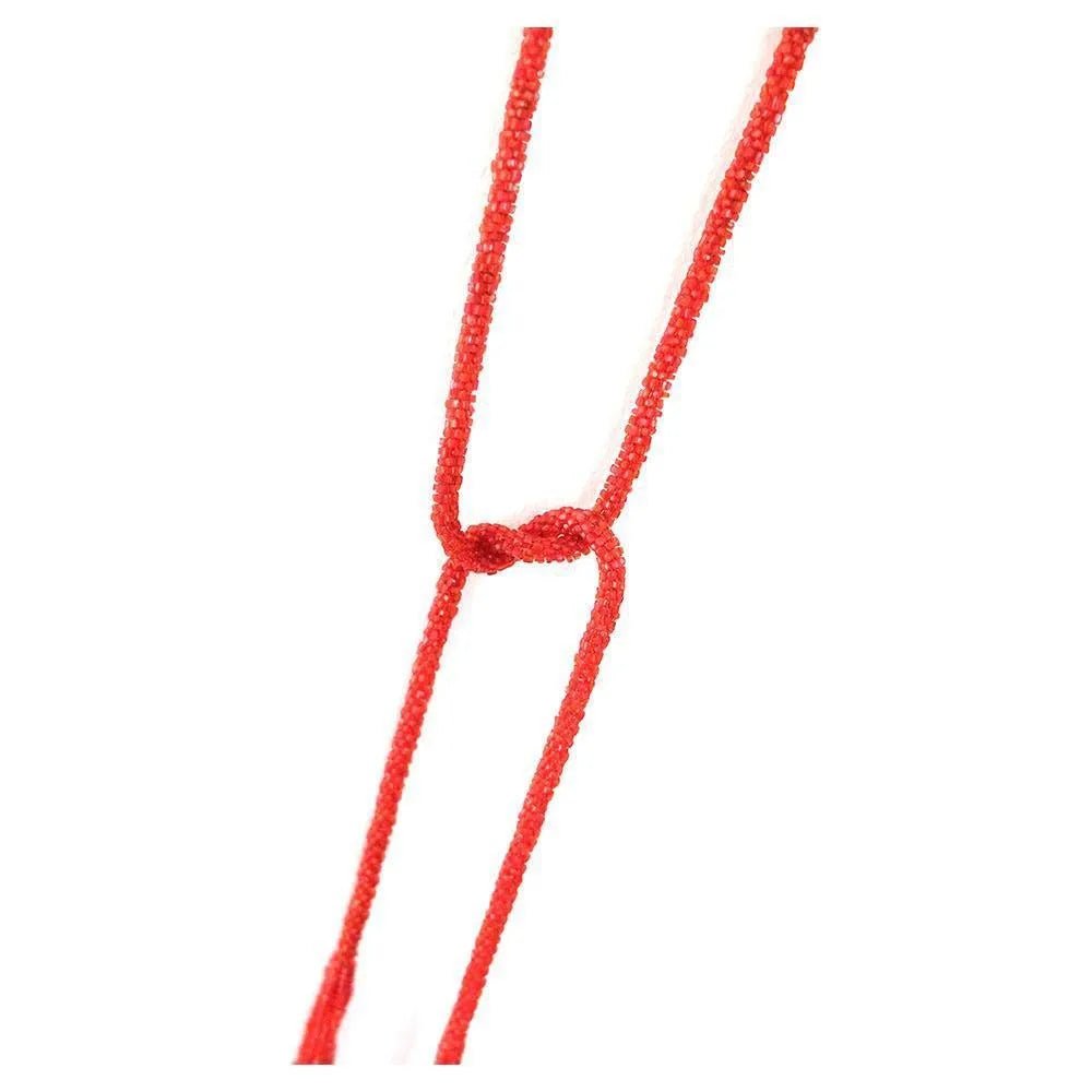 Collar Vintage Art Deco 1920s Red Bead Sautoir Lariat, view 9