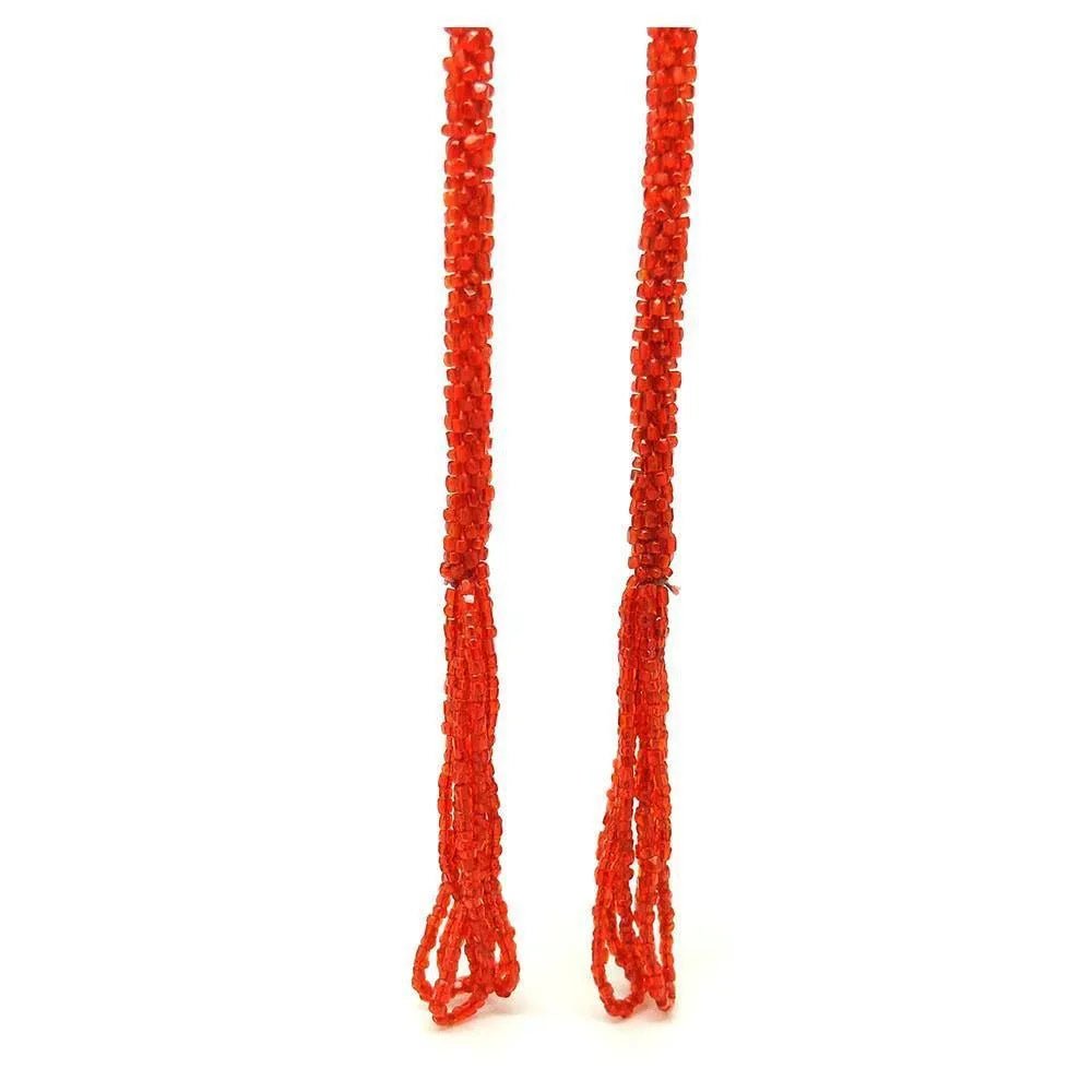Collar Vintage Art Deco 1920s Red Bead Sautoir Lariat, view 8