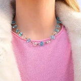 Vintage Art Deco 1920's Rolled Gold Blue Necklace