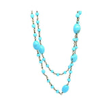 Vintage Art Deco 1920s Turquoise Glass Long Beaded Necklace