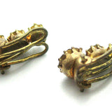 Vintage Art Deco 1930s Diamante Gold Clip Earrings