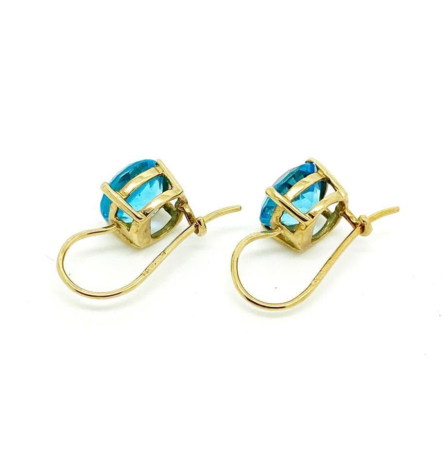 Vintage Blue Topaz 9ct Gold Drop Earrings, view 3