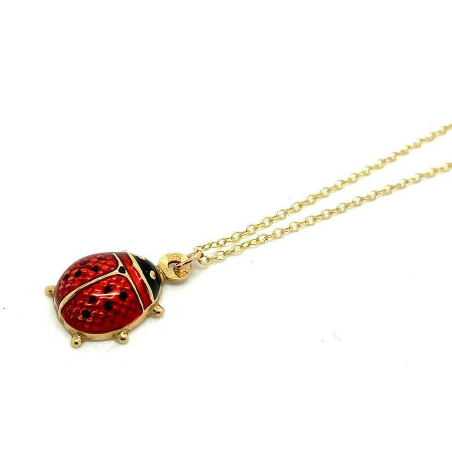 Reserved - Vintage 9ct Yellow Gold Enamel LadyBird Charm