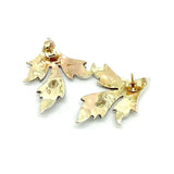 Vintage Diamond 9ct Gold Foil Backed Silver Leaf Stud Earrings