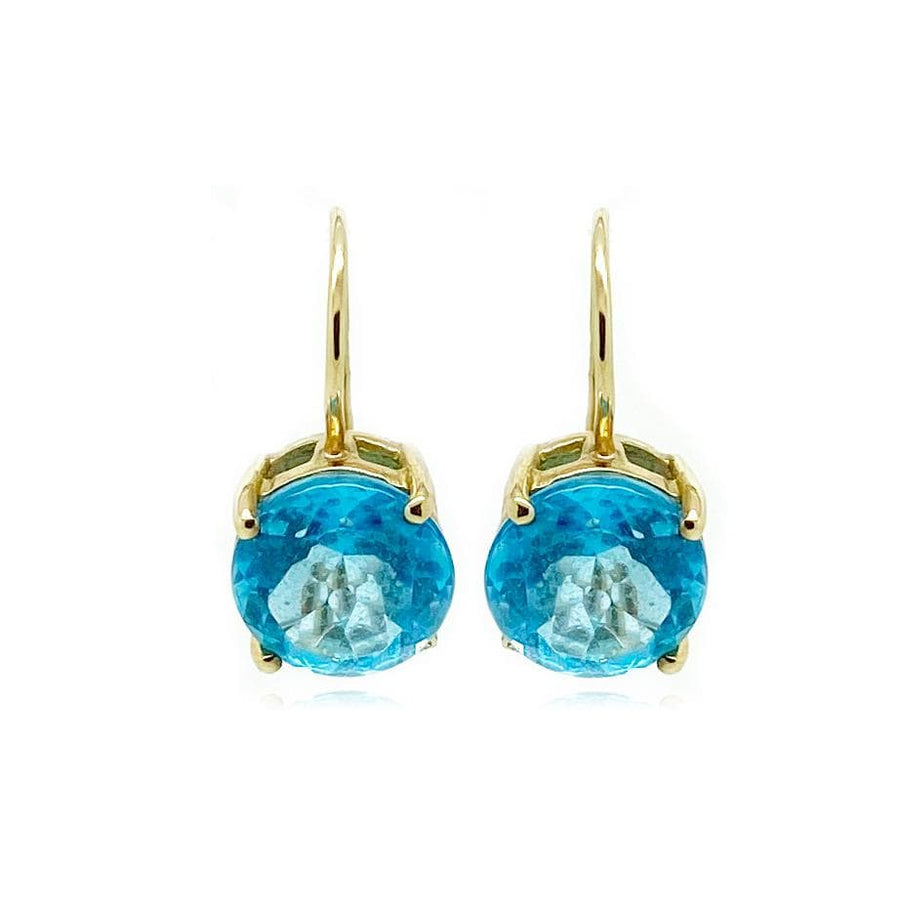 VINTAGE Earrings Vintage Blue Topaz 9ct Gold Drop Earrings