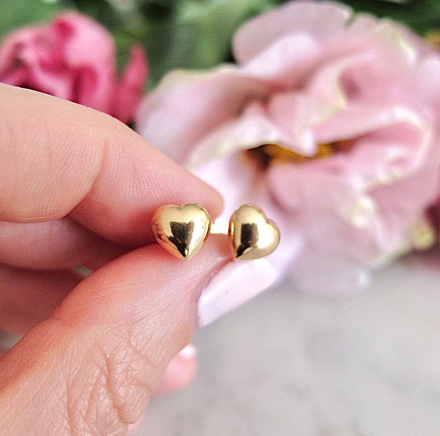 VINTAGE Earrings Vintage Puffed Heart 9ct Gold Stud Earrings Mayveda Jewellery