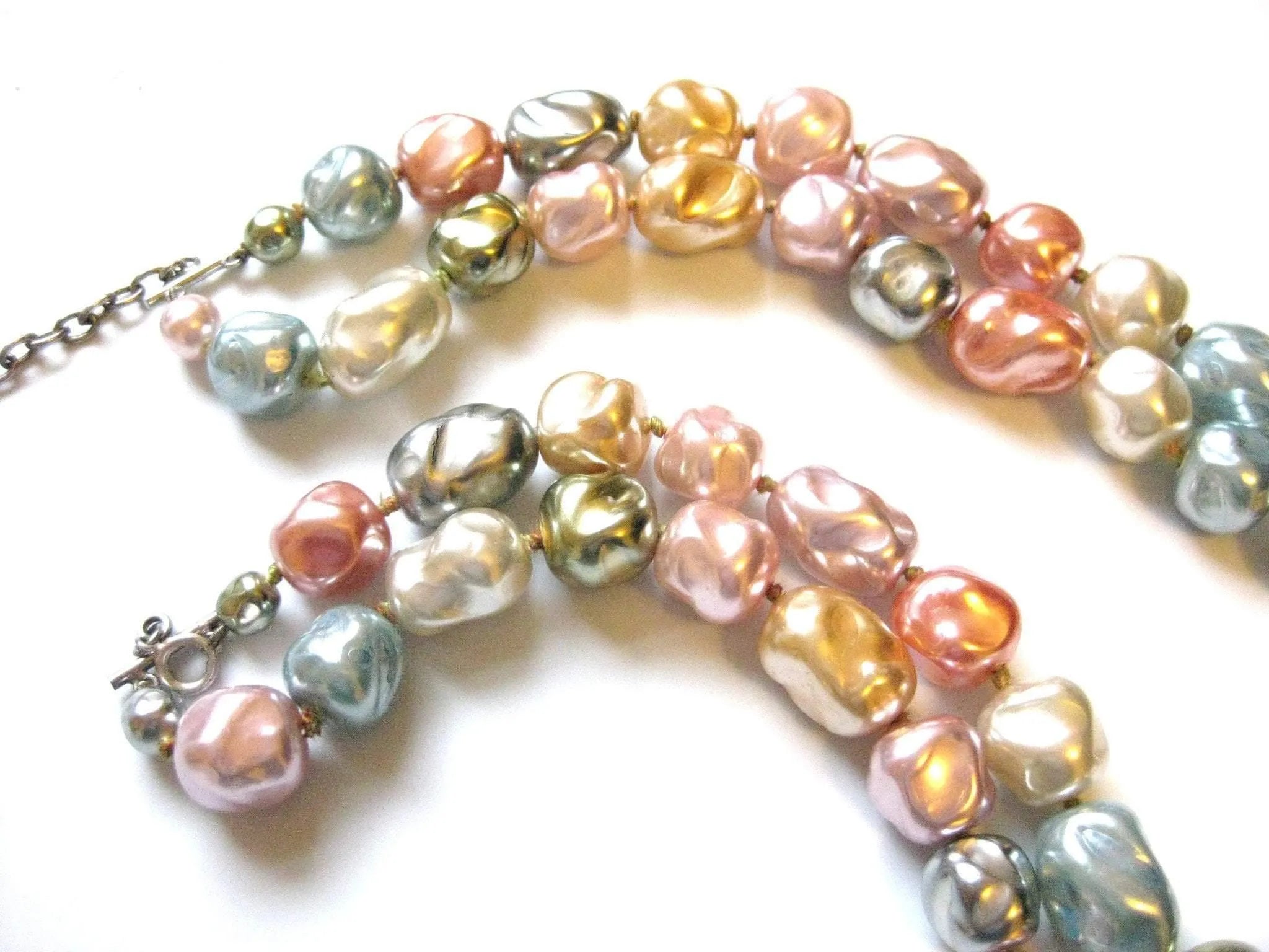Vintage Faux Pearl Pastel Necklace, view 6