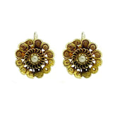 Vintage Filigree Flower Pearl Drop Earrings
