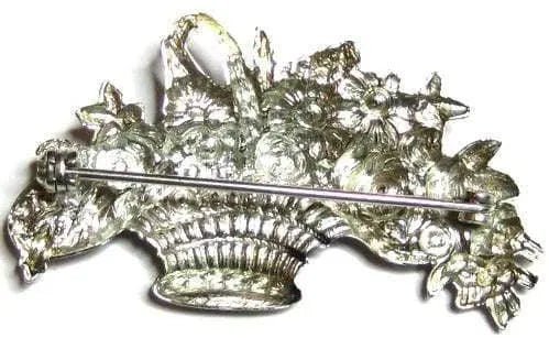 Vintage Flower Basket Brooch, view 2