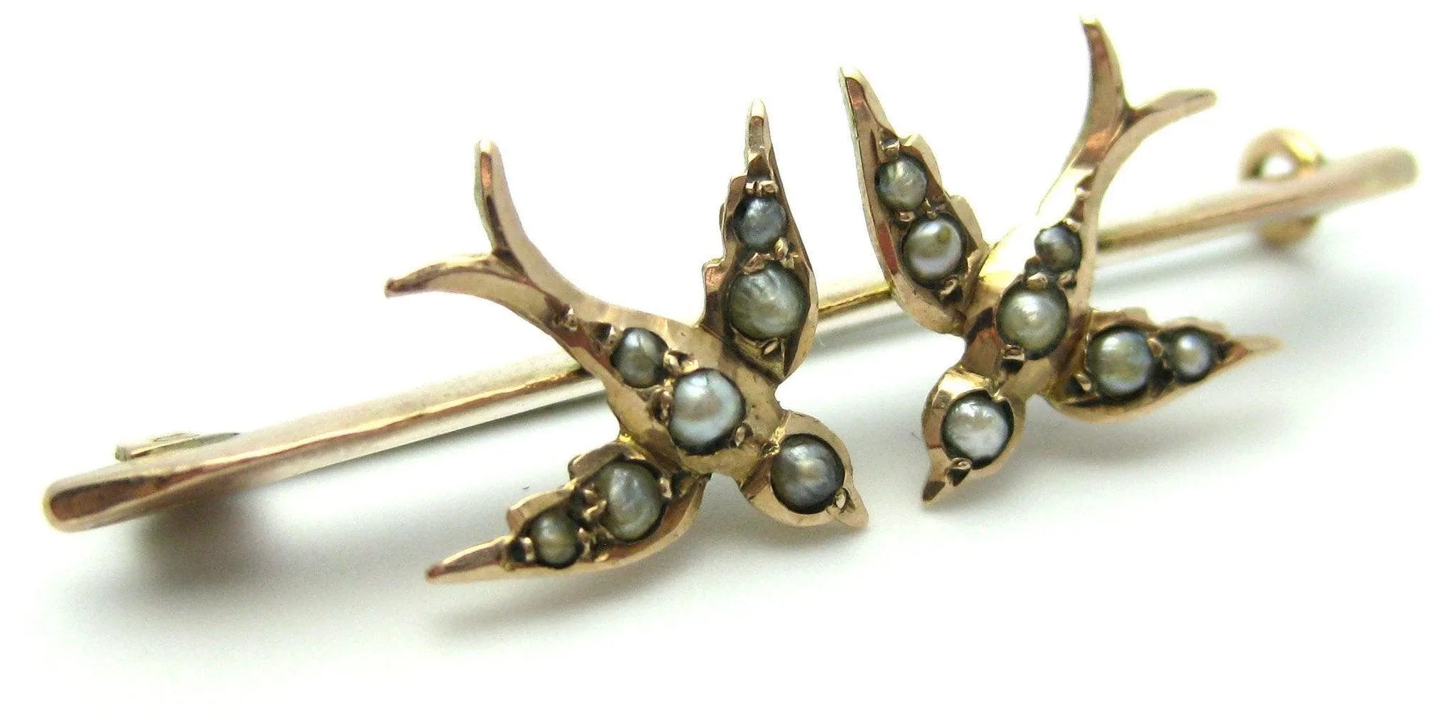 Vintage Gold Swallow Bar Brooch, view 4