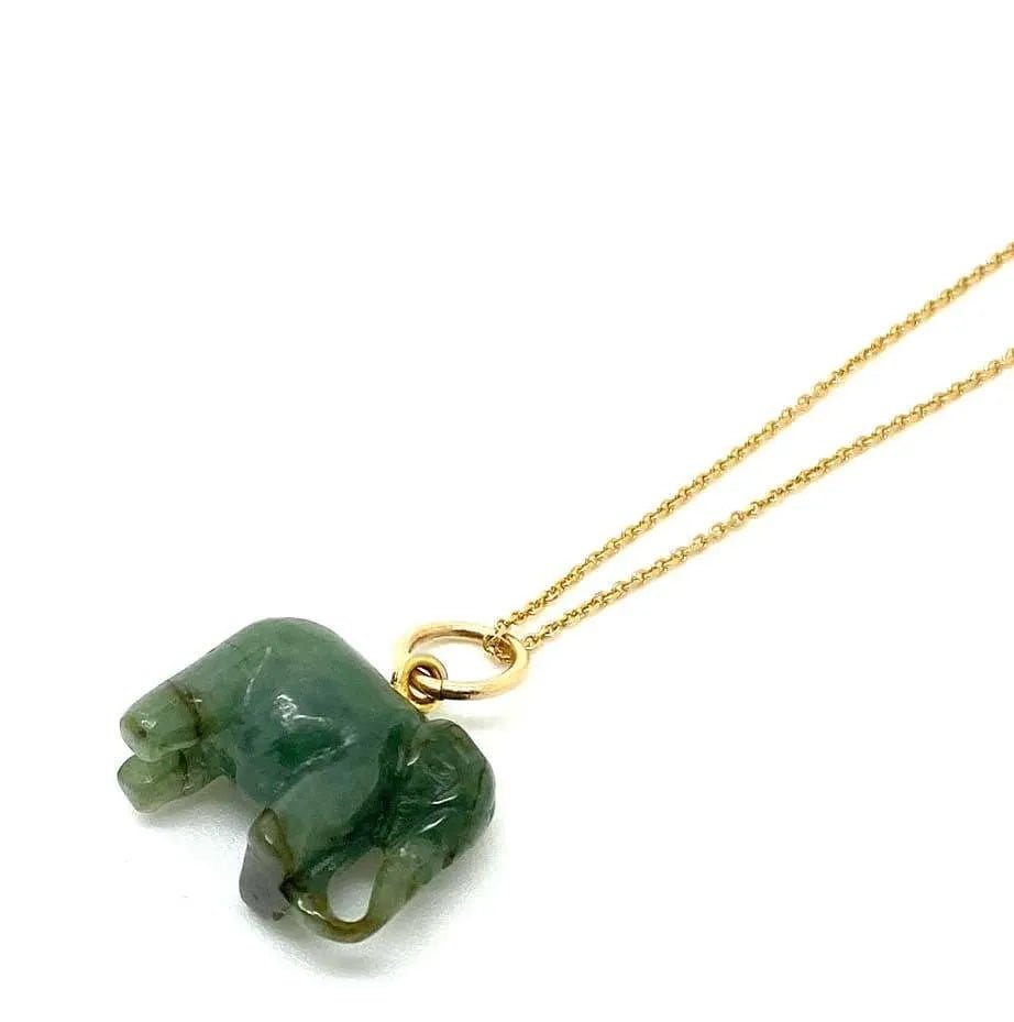 Collier de charme d'éléphant de jade de bonne fortune vintage, view 3