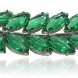 Vintage Green Glass Leaf Brooch