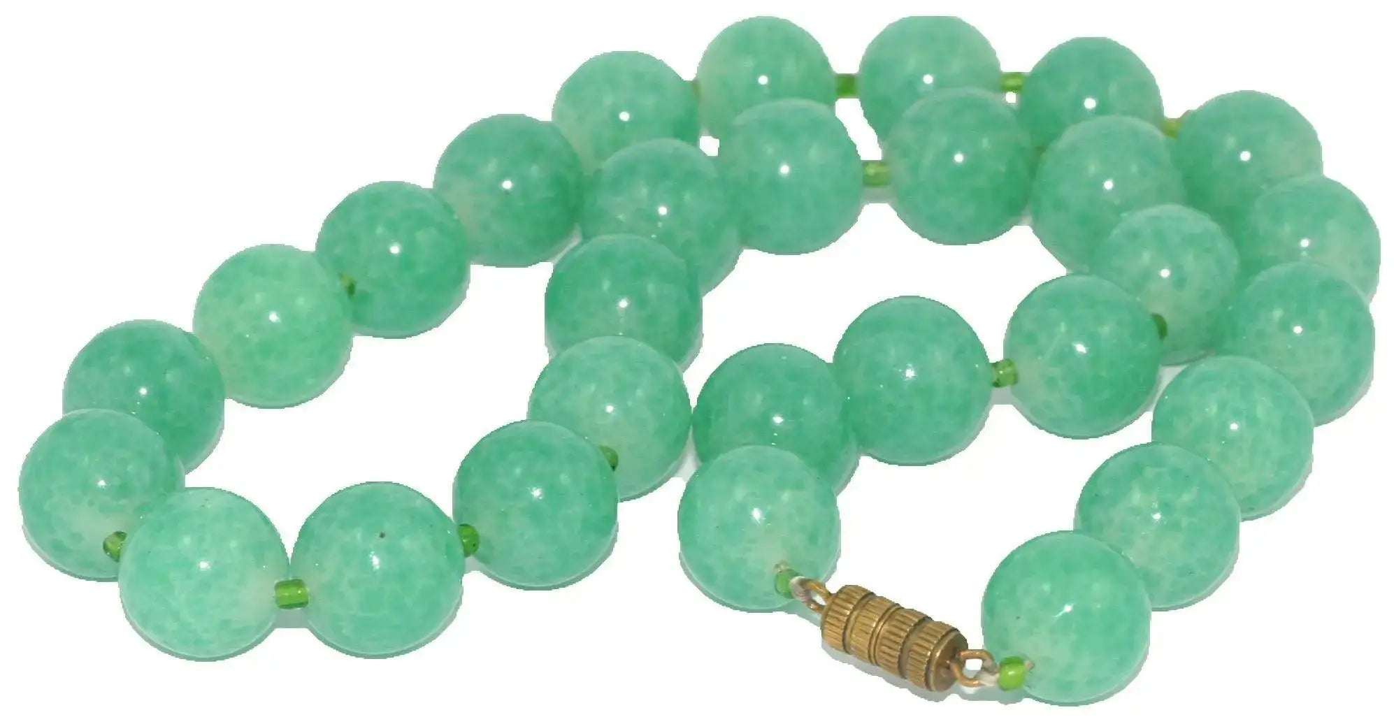 Vintage Green Glass Necklace, view 2