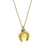 Vintage Love and Luck Charm 9ct Gold Heart Necklace