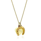Vintage Love and Luck Charm 9ct Gold Heart Necklace