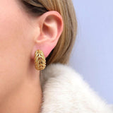 Vintage Monet 1950's Gold Feather Clip Earrings
