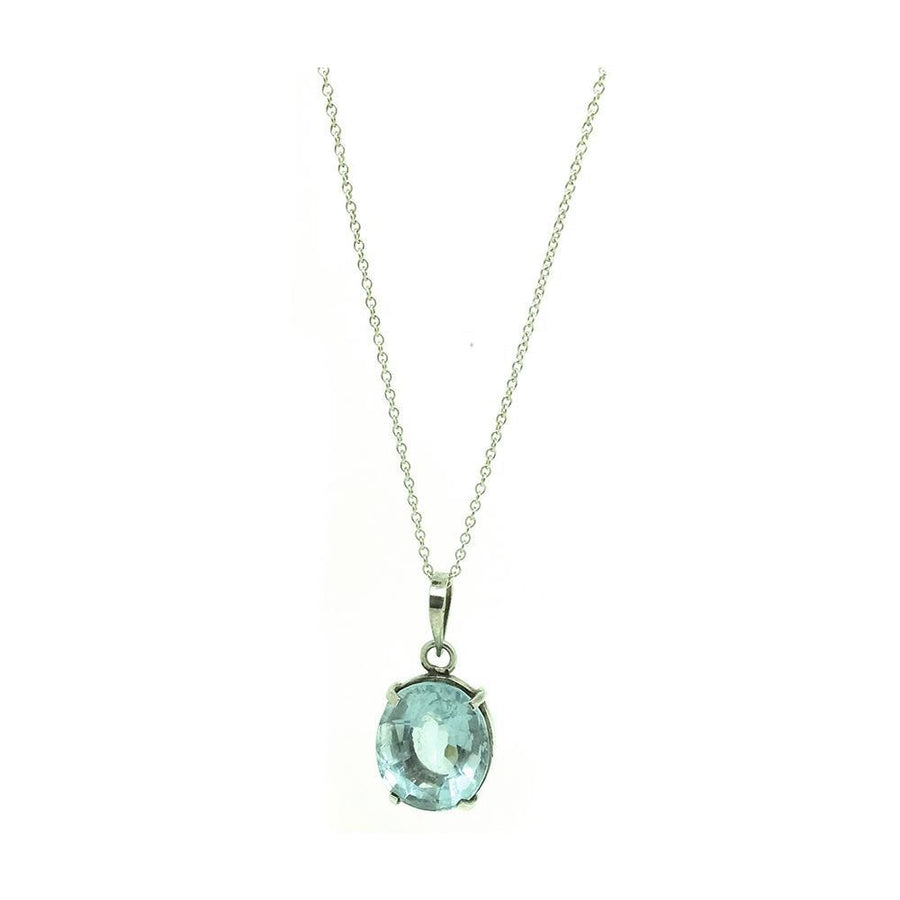 Reserved - Vintage Blue Topaz Oval Silver Necklace