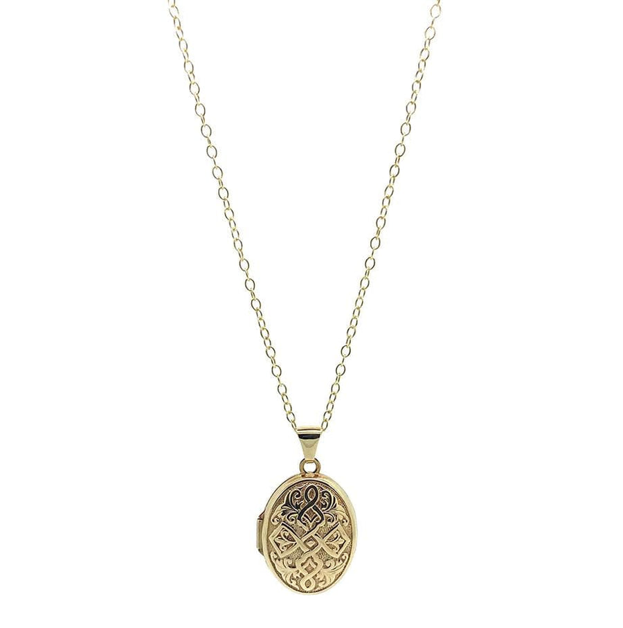 Vintage 9ct Gold Celtic Style Locket Necklace