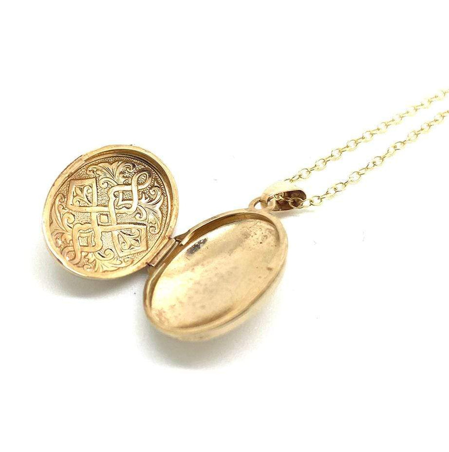 Vintage 9ct Gold Celtic Style Locket Necklace