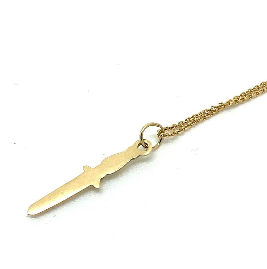 VINTAGE Necklace Vintage 9ct Gold Dagger Charm Necklace Mayveda Jewellery