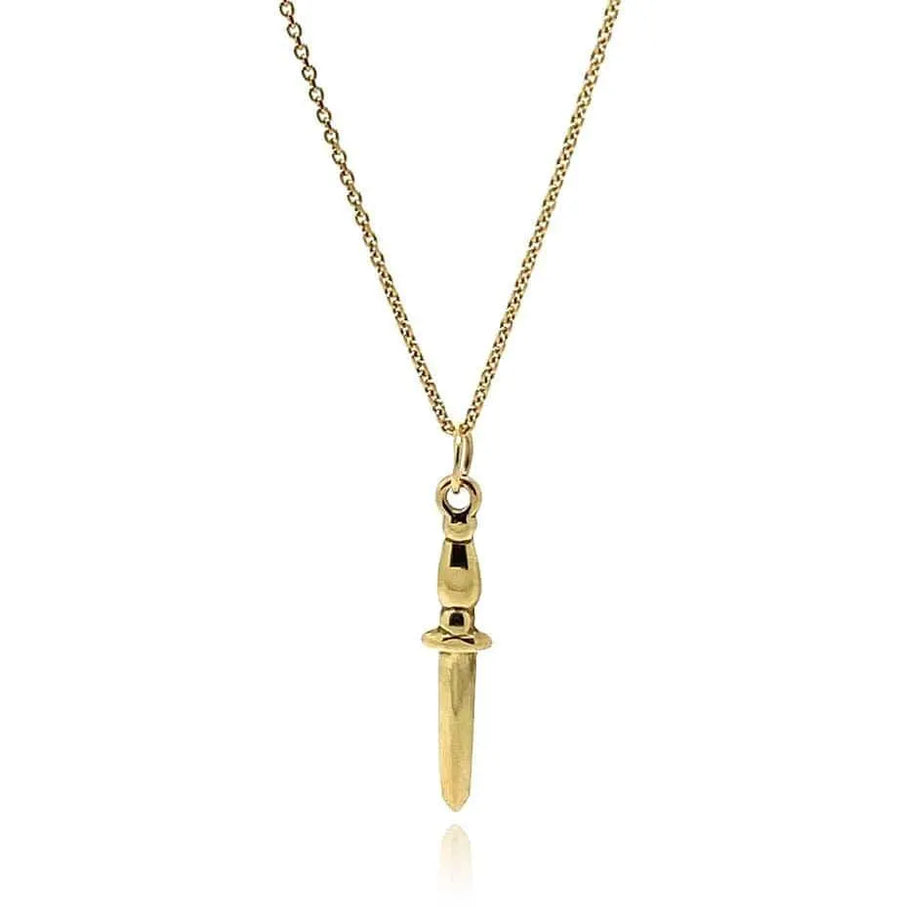 Vintage 9ct Gold Dagger Charm Necklace - Mayveda Jewelry
