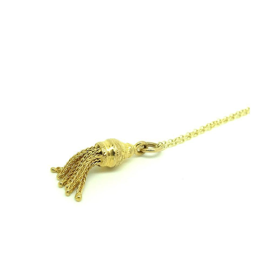 Vintage 9ct Gold Tassel Charm Necklace