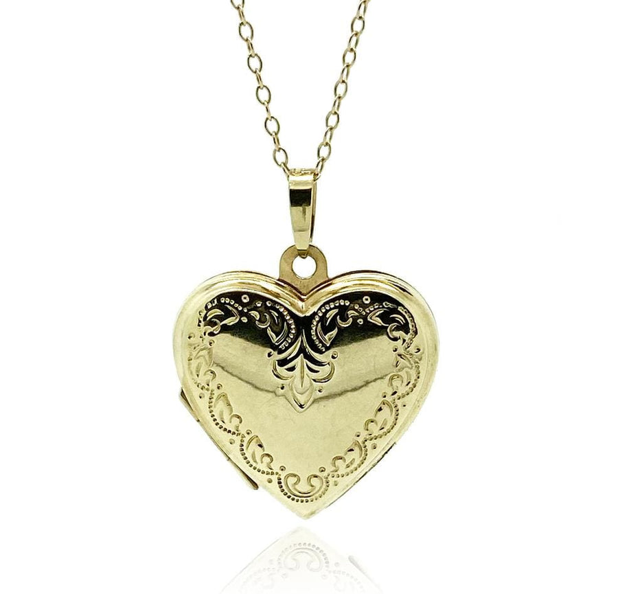 VINTAGE Necklace Vintage 9ct Yellow Gold Heart Locket Necklace