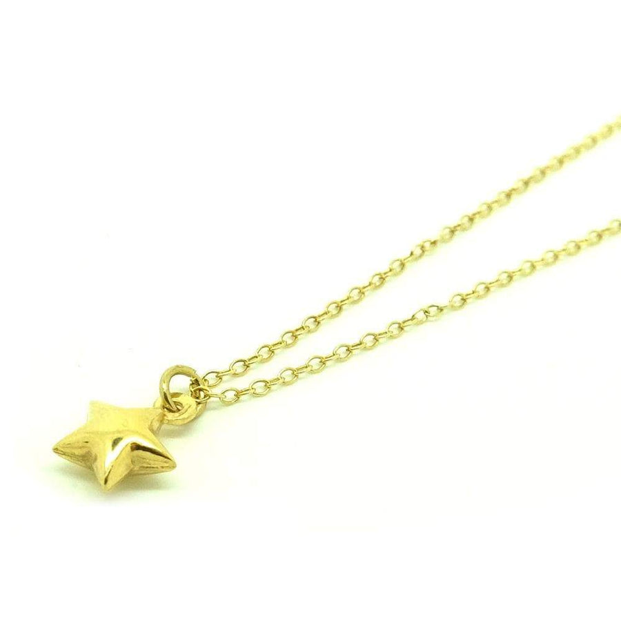 VINTAGE Necklace Vintage Tiny Star 9ct Gold Celestial Charm Necklace