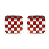 Vintage Red Enamel Sterling Silver Chain Cufflinks