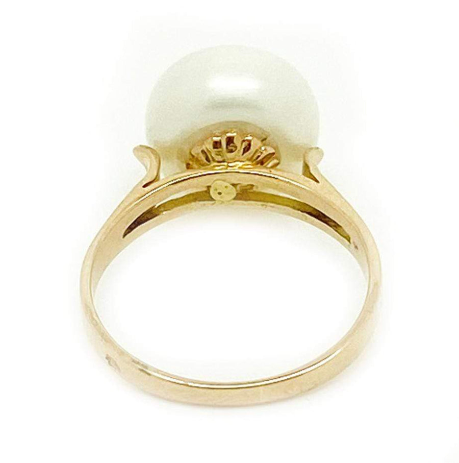 VINTAGE Ring Vintage French 18ct Gold Pearl Pinky Ring